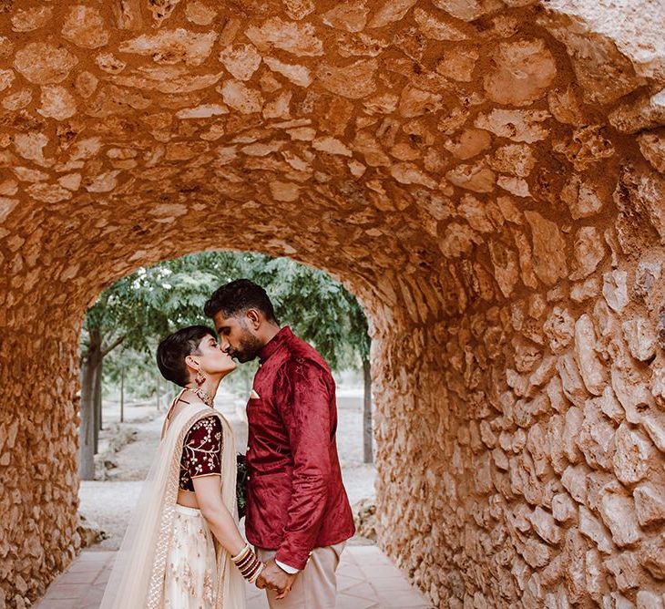 Bride and groom at destination wedding