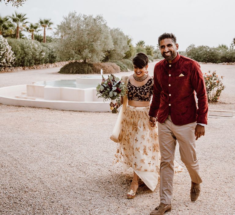 Bride and groom at multicultural wedding