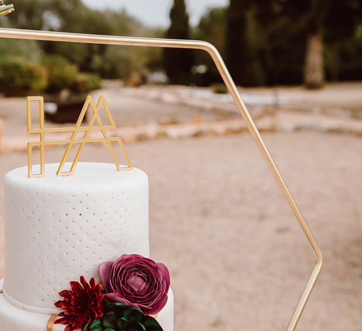 Gold wedding cake topper