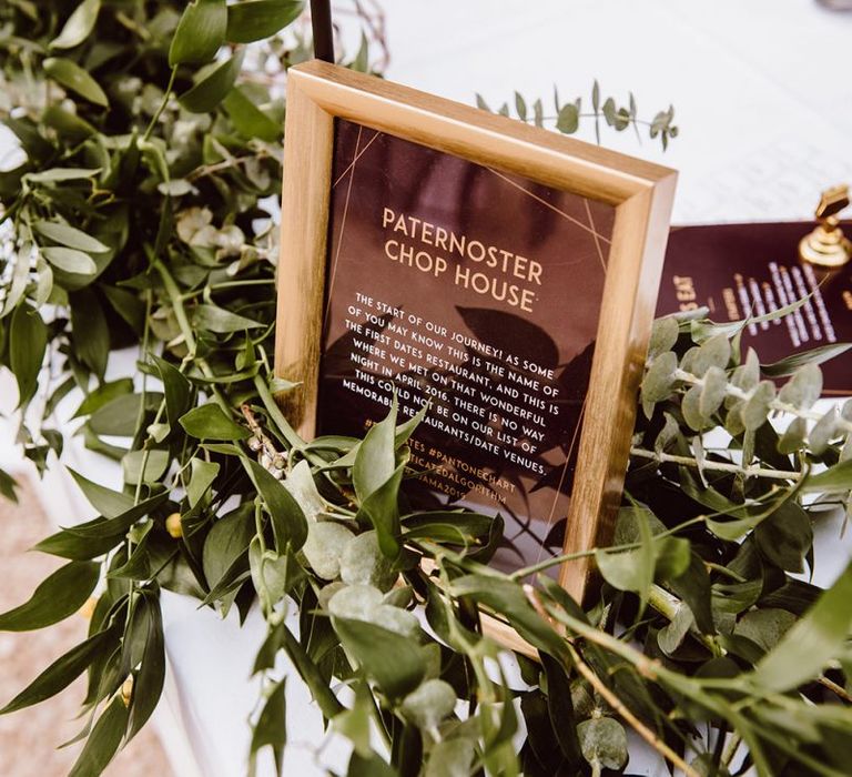 Foliage wedding decor and signs