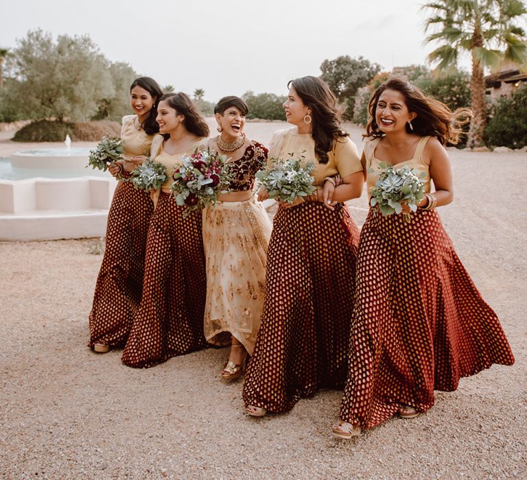 Bridal party in traditional Indian dresses