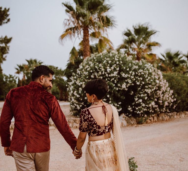 Burgundy and gold wedding dress for First Dates wedding