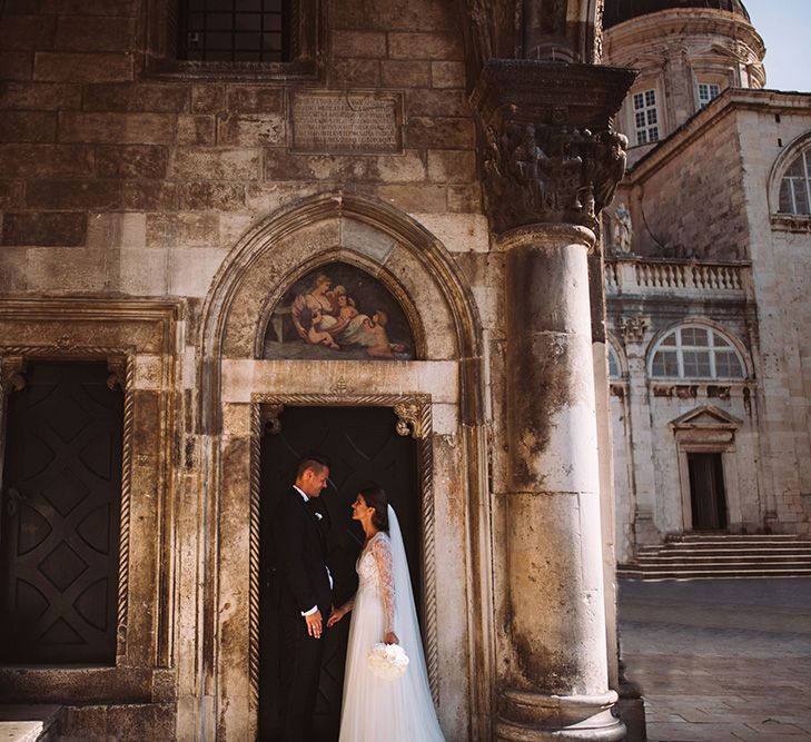 Bride and Groom Portrait at 16th Century Palace in Croatia