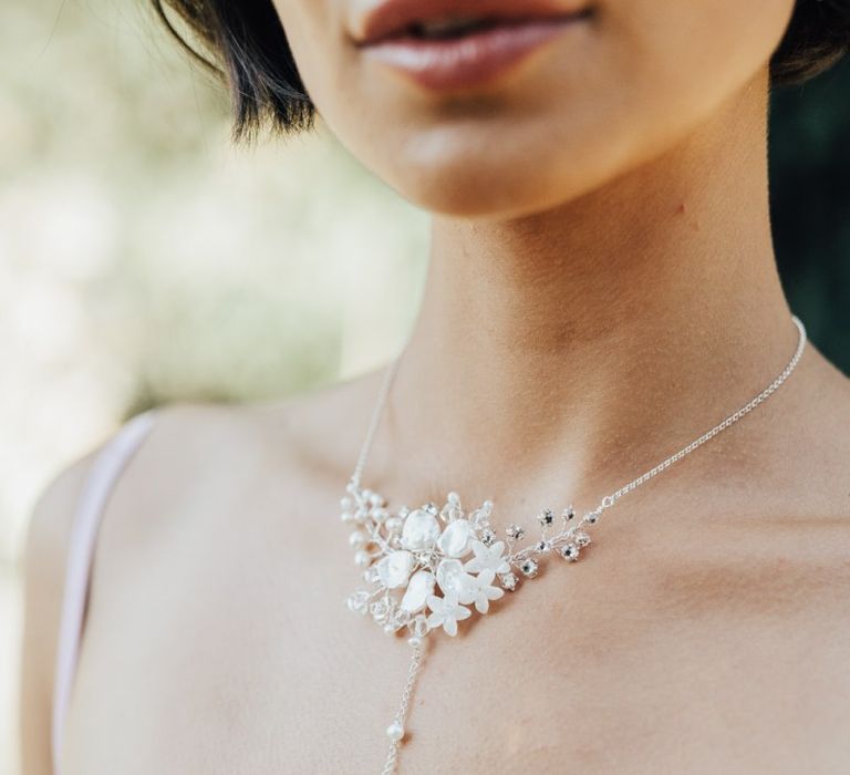 Delicate White Flower Necklace Bridal Accessory