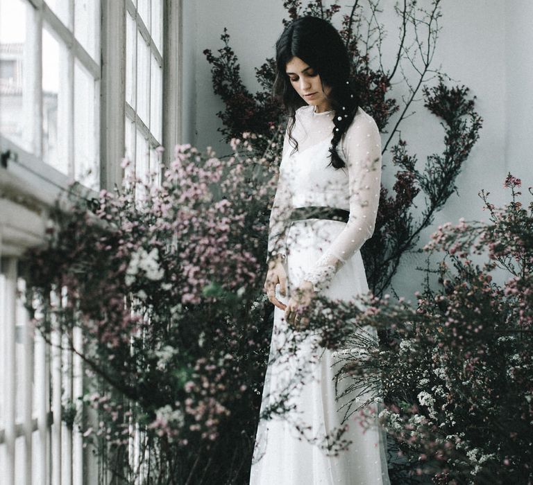 Wild Floral Installation Bridalwear From Sommera Espagne With Styling By Minnesota Garden And Images From La Hoja Perenne