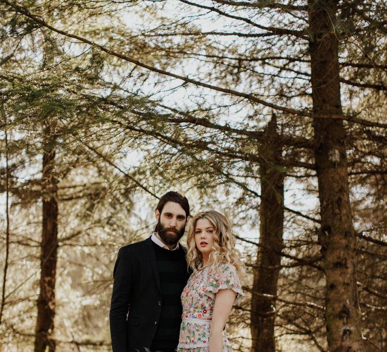 Natural Woodland Highland Bride Inspiration at Loch Lomond, Scotland | Needle &amp; Thread Floral Dress | Oversized Bridal Bouquet | Lyndsey Anne Photography