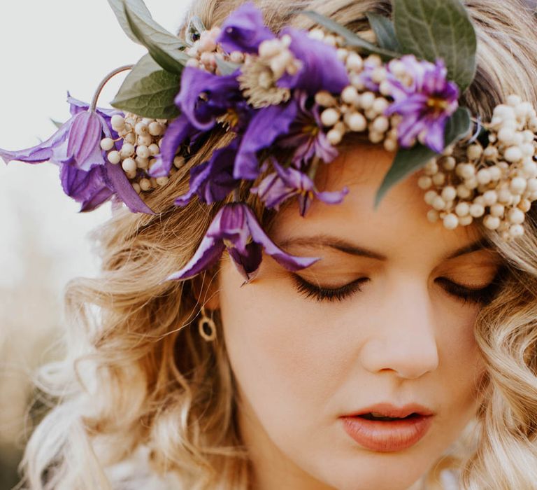 Natural Woodland Highland Bride Inspiration at Loch Lomond, Scotland | Needle &amp; Thread Floral Dress | Oversized Bridal Bouquet | Lyndsey Anne Photography