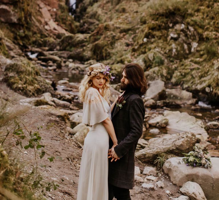 Natural Woodland Highland Bride Inspiration at Loch Lomond, Scotland | ASOS Batwing Dress | Oversized Bridal Bouquet | Lyndsey Anne Photography