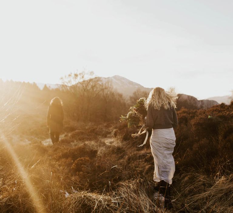 Natural Woodland Highland Bride Inspiration at Loch Lomond, Scotland | ASOS Batwing Dress | Oversized Bridal Bouquet | Lyndsey Anne Photography