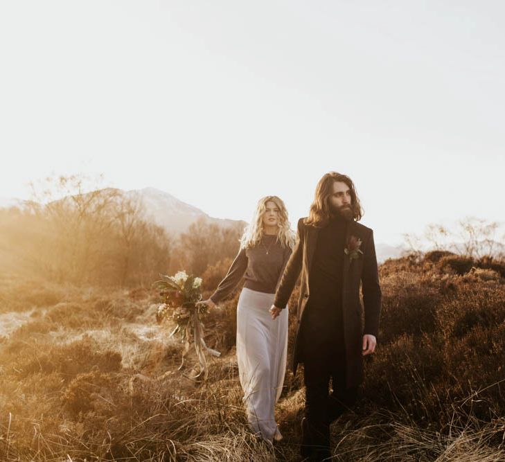 Natural Woodland Highland Bride Inspiration at Loch Lomond, Scotland | ASOS Batwing Dress | Oversized Bridal Bouquet | Lyndsey Anne Photography