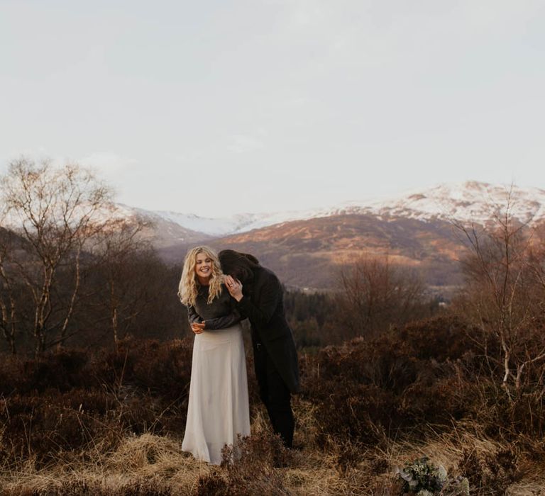 Natural Woodland Highland Bride Inspiration at Loch Lomond, Scotland | ASOS Batwing Dress | Oversized Bridal Bouquet | Lyndsey Anne Photography