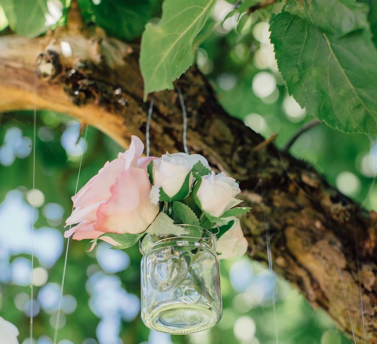 How to create a simple DIY Family Tree with wedding photos using embroidery hoops, ribbon, polaroid photos, mini pegs and flowers