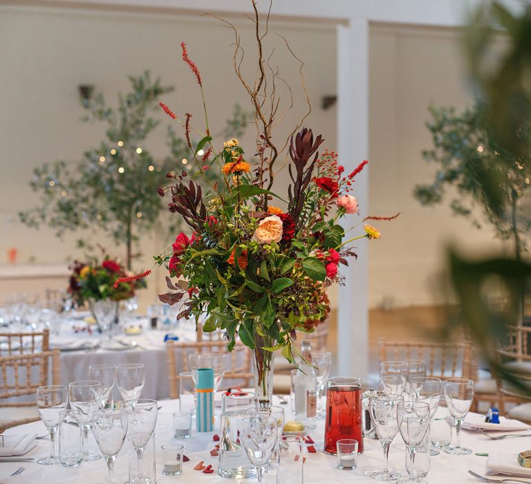 Colour Pop Wedding Reception Decor | Holkham Hall Norfolk Wedding Venue | How to Theme Your Wedding to Compliment Your Wedding Venue | Chris Taylor Photography