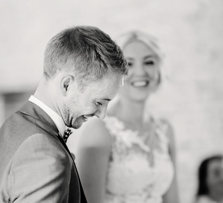 Bride and Groom at the Altar During the Wedding Ceremony