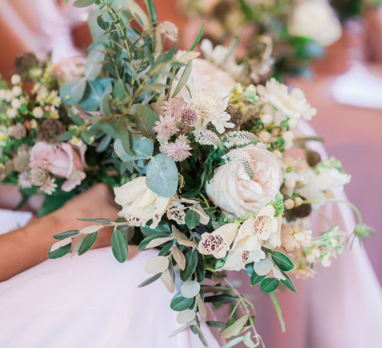 Romantic Blush Pink, White and Green Bridesmaid Bouquet