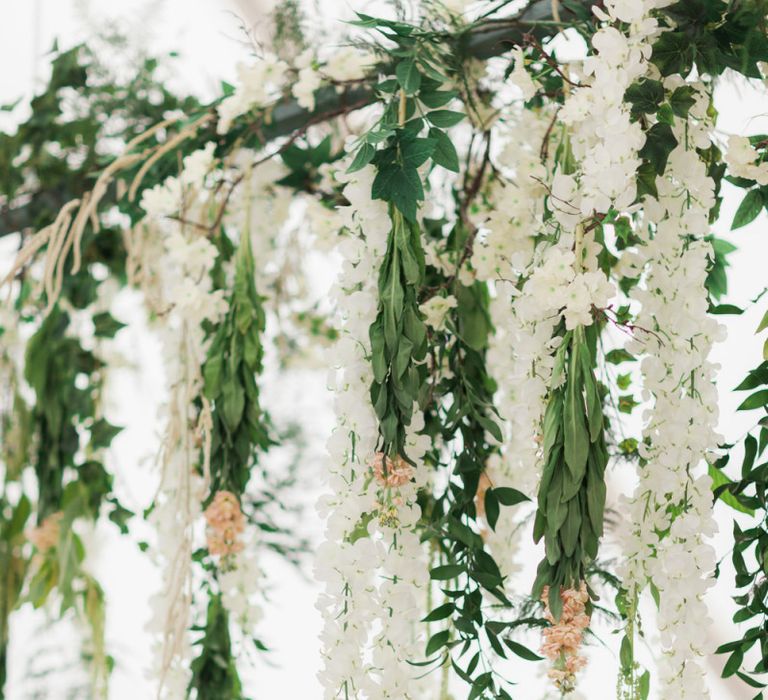 Hanging White and Green Wedding Flowers