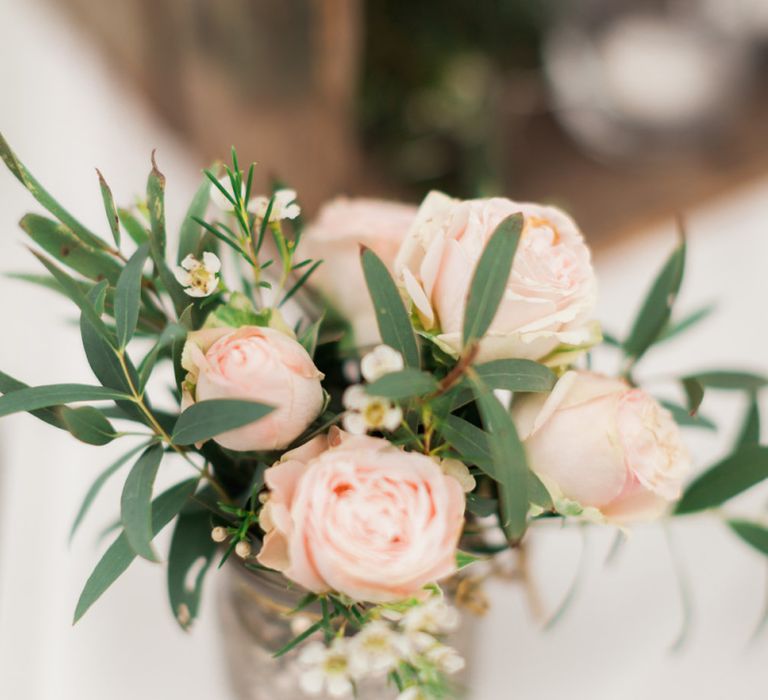 Small Pink Spray Roses in Vase