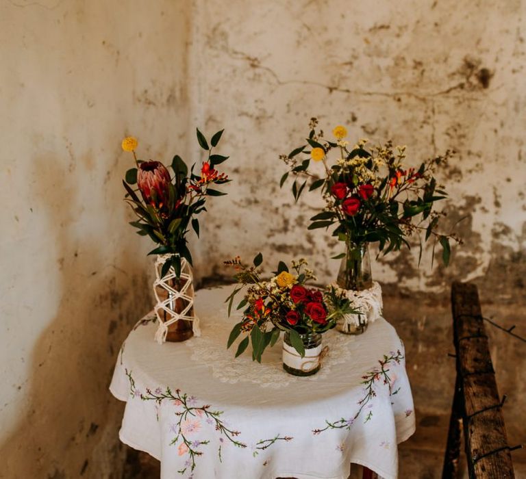 Brightly Coloured Flowers in Vases