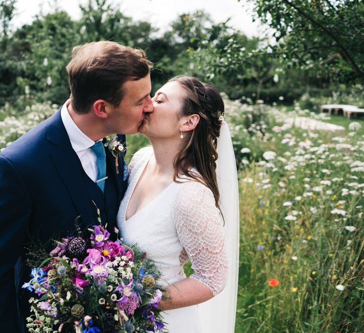 Bright wildflower bouquet for bride