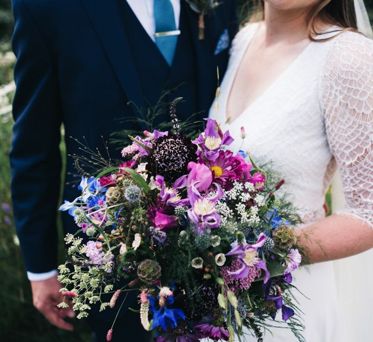 Bright wildflower bouquet for bride