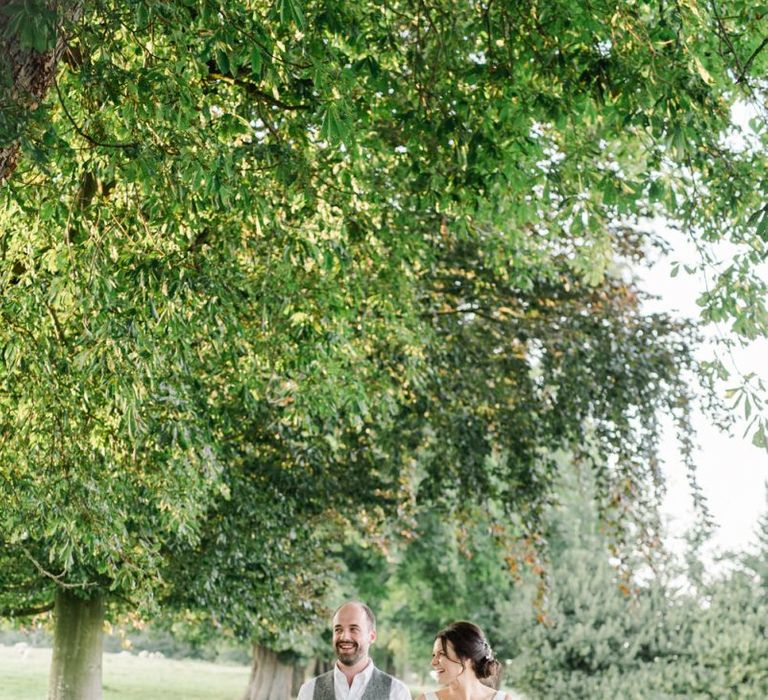 Bride and groom at farm wedding