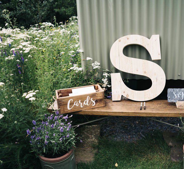 Wooden wedding signs with card box