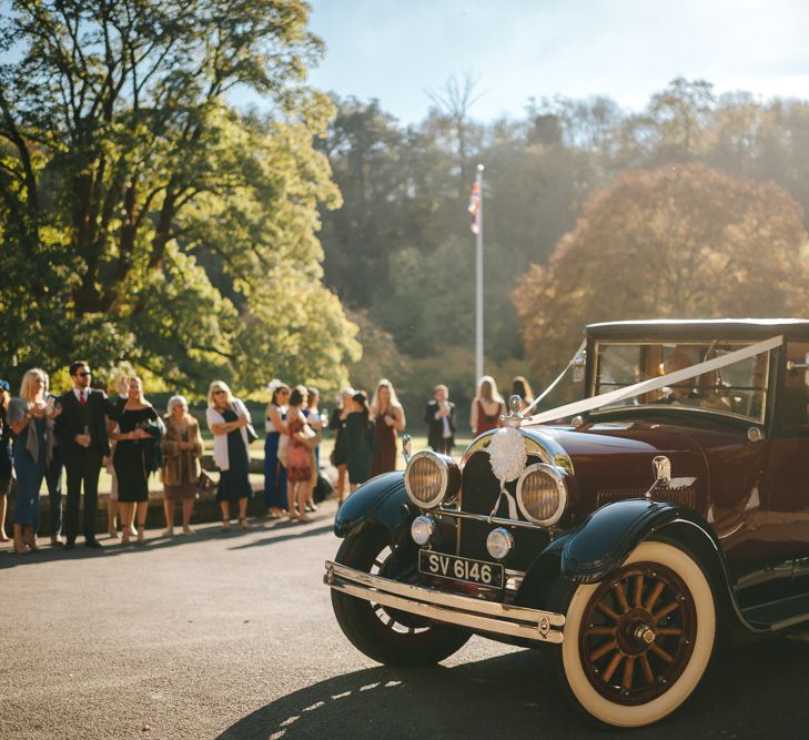 Vintage Wedding Car Arriving at Wedding Venue