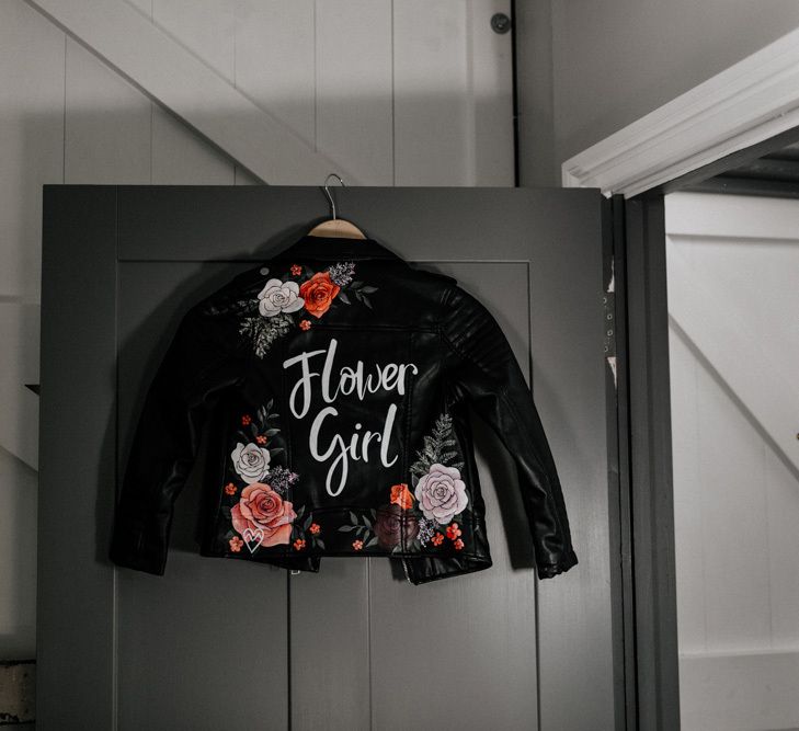 Personalised flower girl leather jacket