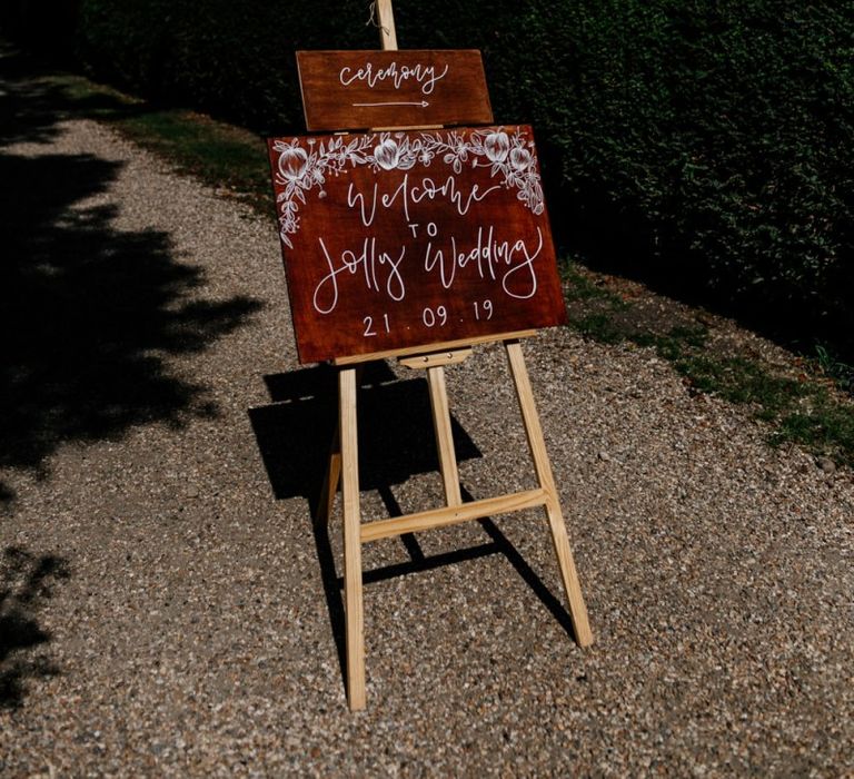 Wooden wedding welcome sign