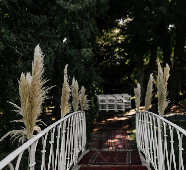 Pampas grass decorated bridge at Preston Court