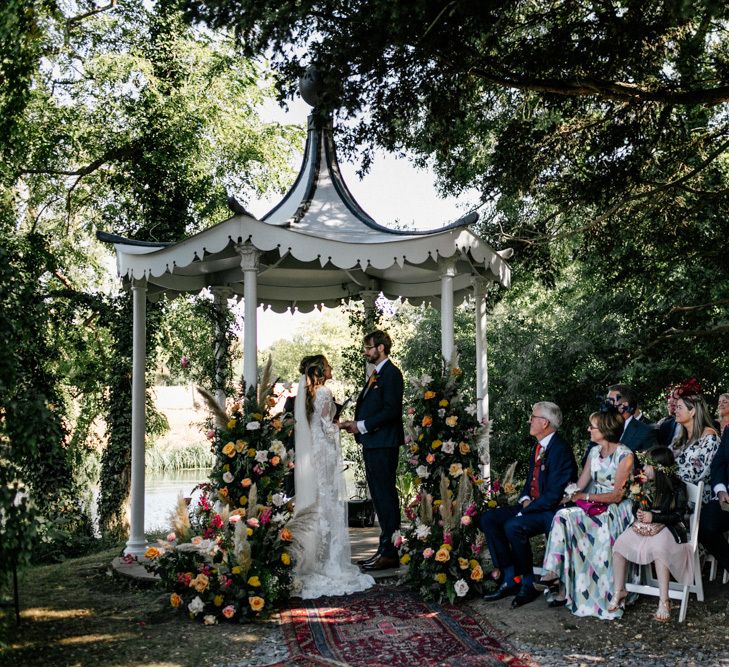 Intimate wedding ceremony at Preston Court wedding venue