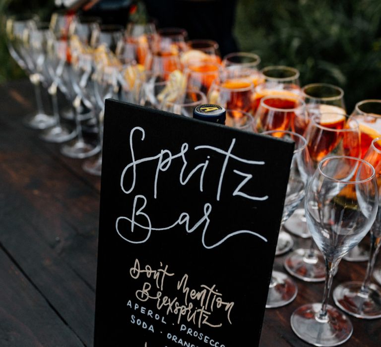 Spritz bar chalkboard wedding sign