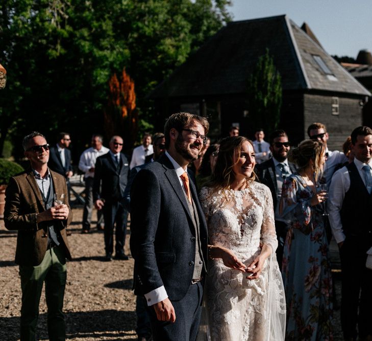 Outdoor wedding speeches at Preston Court