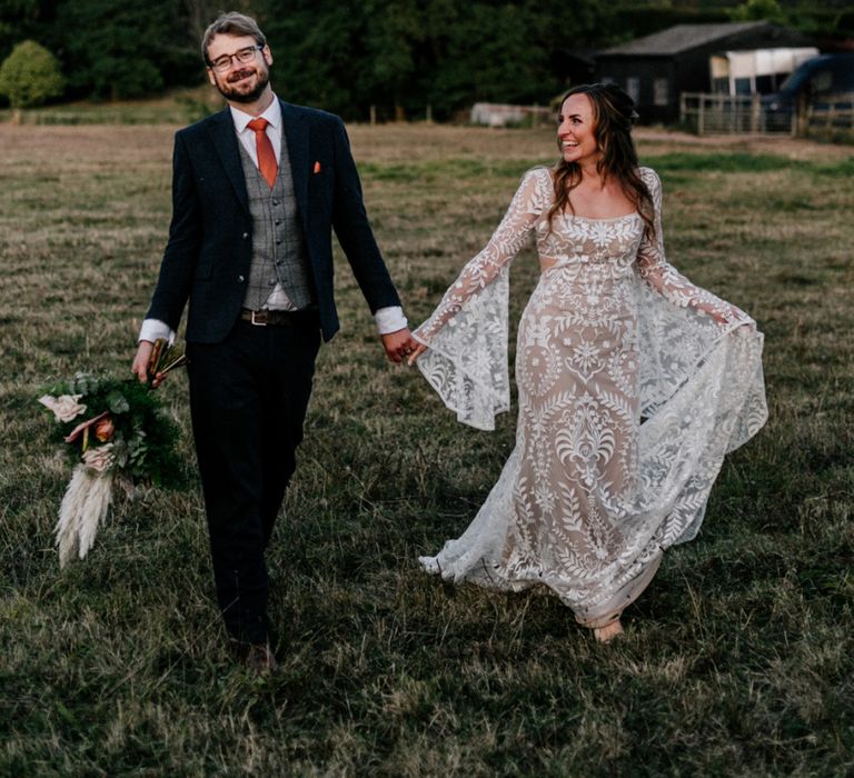 Dusk bride and groom wedding photography