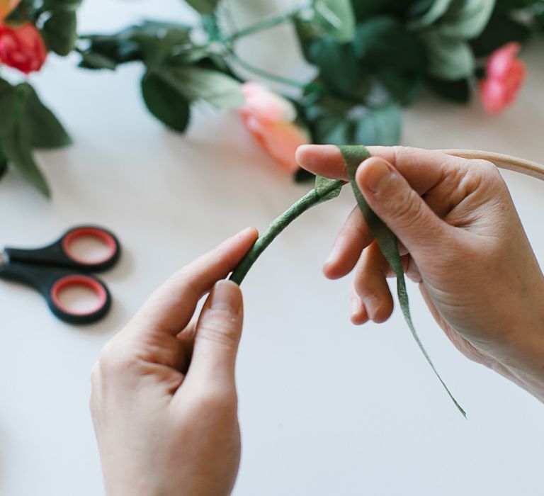 DIY Hoop Bouquet Step 2