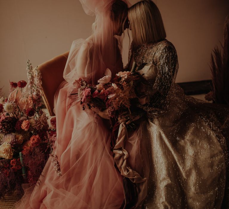 Bride in Pink Dress for Wedding inspiration at the Giraffe Shed