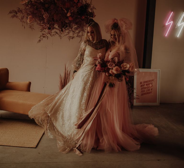 Pink Dress for Wedding inspiration with same sex couple