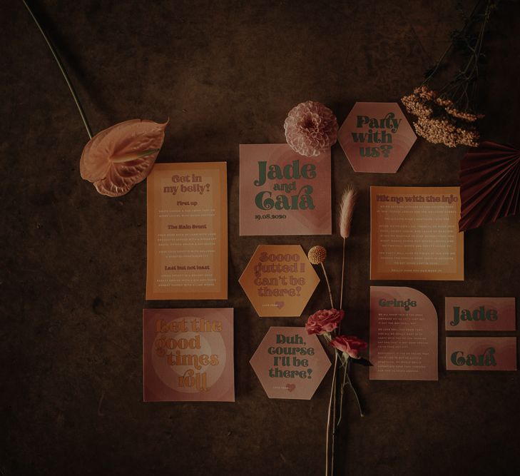 Retro wedding stationery suit