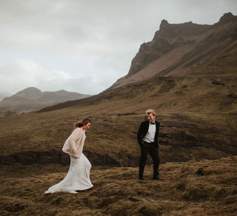 Iceland Elopement Wedding // Bride In Sequin Suzanne Harward Dress // Images By James Frost Photography // Personalised Wedding Vows