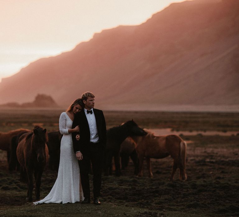 Iceland Elopement Wedding // Bride In Sequin Suzanne Harward Dress // Images By James Frost Photography // Personalised Wedding Vows