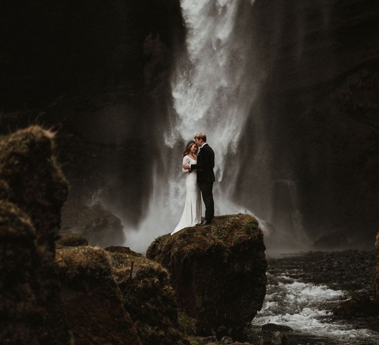 Iceland Elopement Wedding // Bride In Sequin Suzanne Harward Dress // Images By James Frost Photography // Personalised Wedding Vows