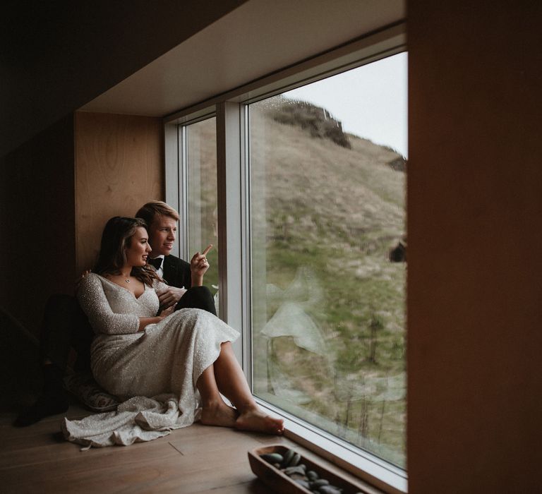 Iceland Elopement Wedding // Bride In Sequin Suzanne Harward Dress // Images By James Frost Photography // Personalised Wedding Vows