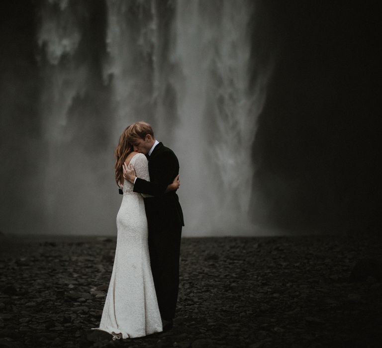 Iceland Elopement Wedding // Bride In Sequin Suzanne Harward Dress // Images By James Frost Photography // Personalised Wedding Vows