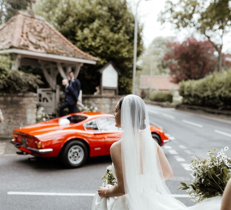 Bride In Strapless Wedding Dress