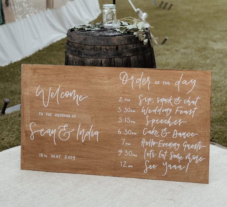 Wooden Wedding Sign Order Of The Day