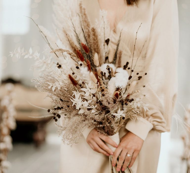 Dried Flower Wedding Bouquet in Neutral Colours