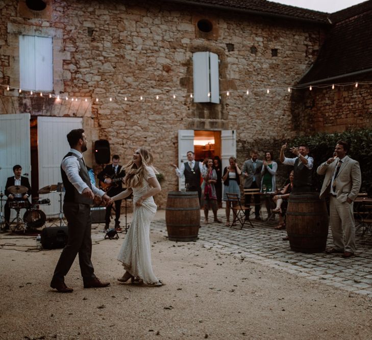 Intimate French Destination Wedding With Outdoor Ceremony Bride In Leonora Wtoo by Watters Images By Marine Marques Photographe