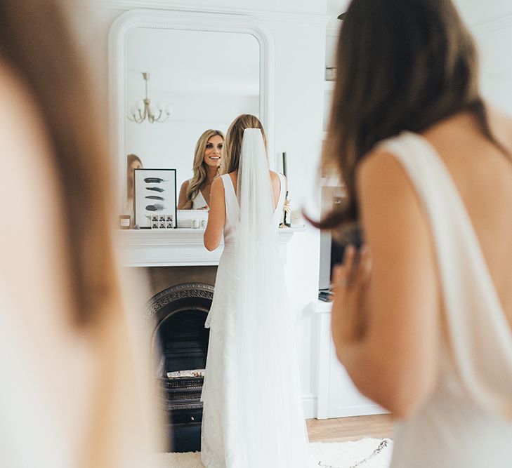 Bridesmaid Dress Low Back During Bridal Preparations