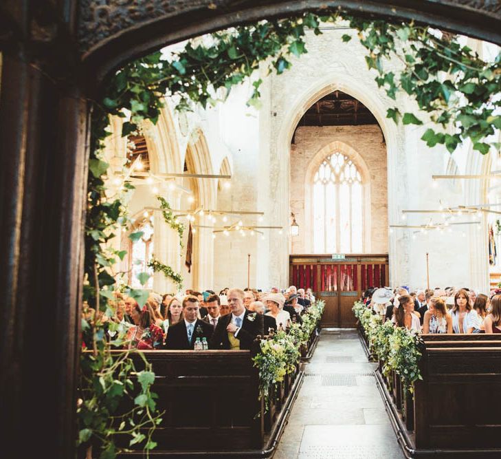 Church Wedding Ceremony with Ivy Wedding Decor