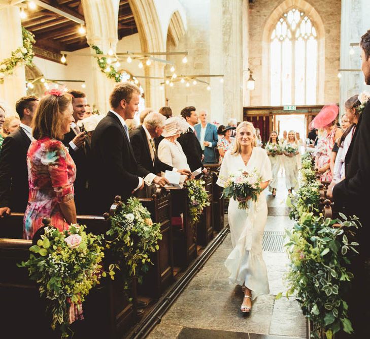 Church Wedding Ceremony Bridesmaid Entrance in White Dress